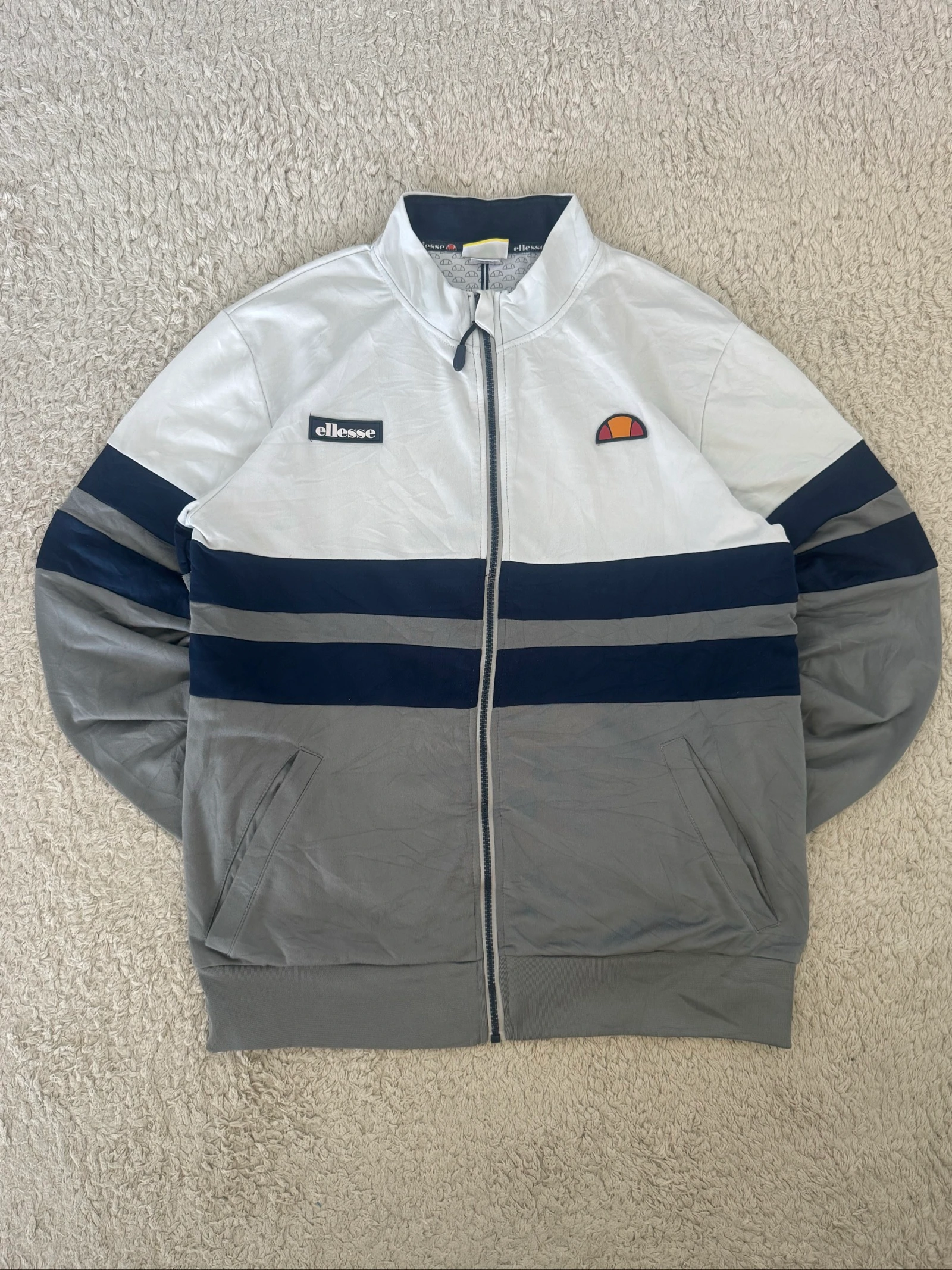 Ellesse Heritage Track Jacket Full Zip White Grey Vintage Y2K Sportswear Men M – photo 5